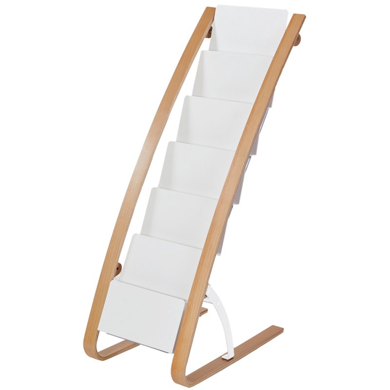 ALBA porte-brochures 6 cases, modèle sur pied, blanc, 340 mm de large